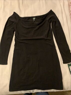 wild fable Black Off-Shoulder Long Sleeve Dress
